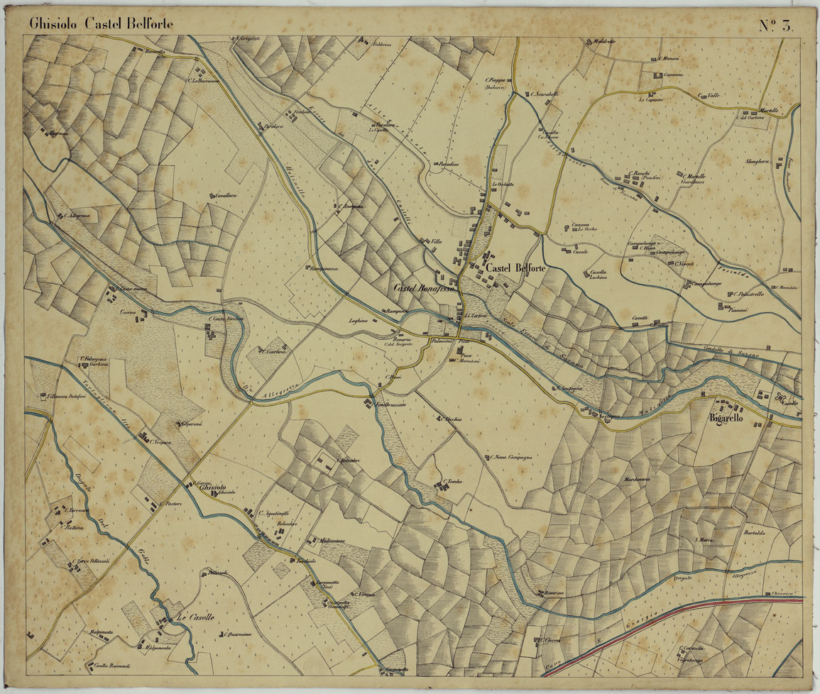 (N:24688) CARTA DEI DINTORNI DI MANTOVA ALLA SCALA DI 1 AL 10.000 - Foglio 3 - Ghisiolo Castelbelforte (CA005284) Carte e stampe antiche: riproduzione a colori su carta (formato A1)