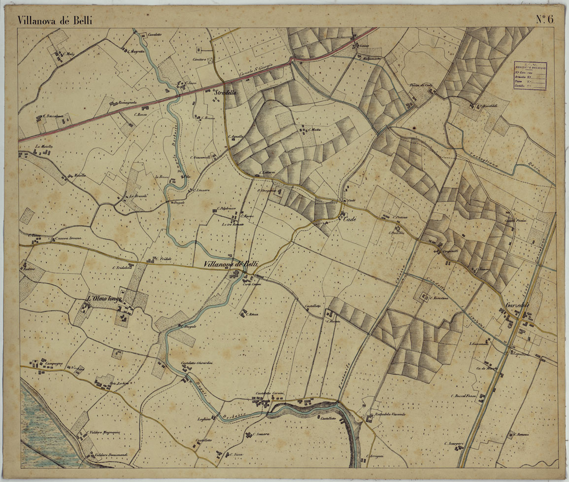 (N:24691) CARTA DEI DINTORNI DI MANTOVA ALLA SCALA DI 1 AL 10.000 - Foglio 6 - Villanova de Belli (CA005287) Carte e stampe antiche: riproduzione a colori su carta (formato A1)