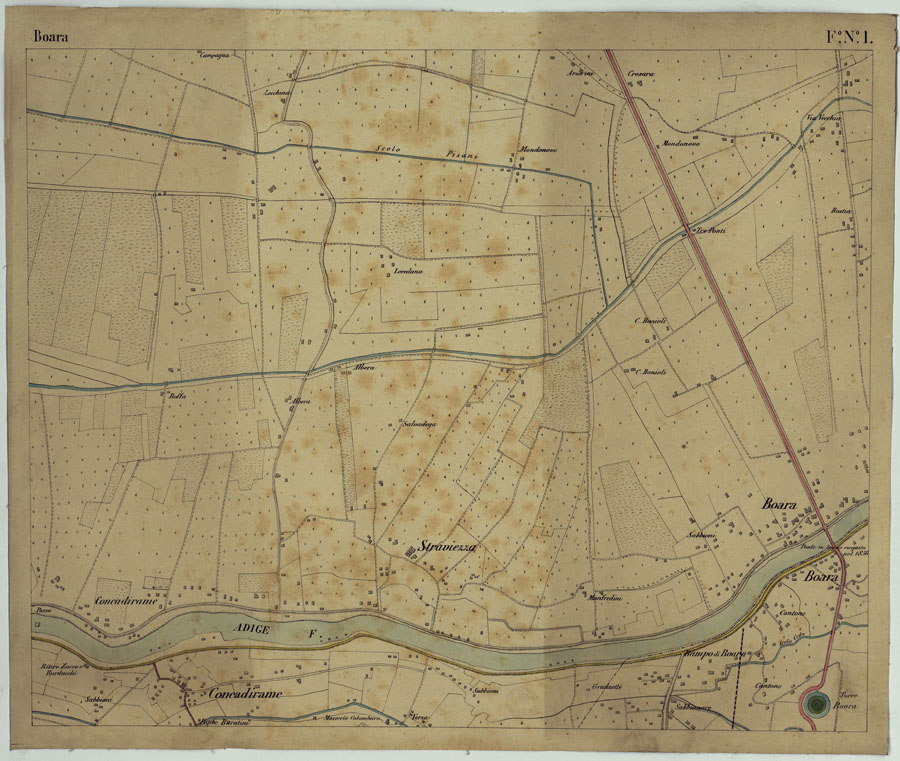 (N:15648) DINTORNI DI ROVIGO E BOARA - Foglio 1 - Boara (CA005322) Carte e stampe antiche: riproduzione a colori su carta (formato A1)