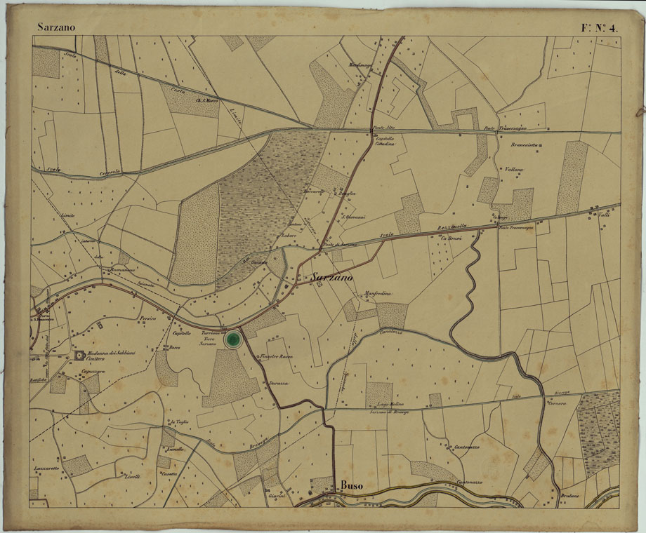 (N:15651) DINTORNI DI ROVIGO E BOARA - Foglio 4 - Sarzano (CA005325) Carte e stampe antiche: riproduzione a colori su carta (formato A1)