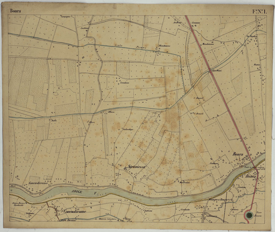 (N:24710) DINTORNI DI ROVIGO E BOARA - Foglio 1 - Boara (CA005328) Carte e stampe antiche: riproduzione a colori su carta (formato A1)