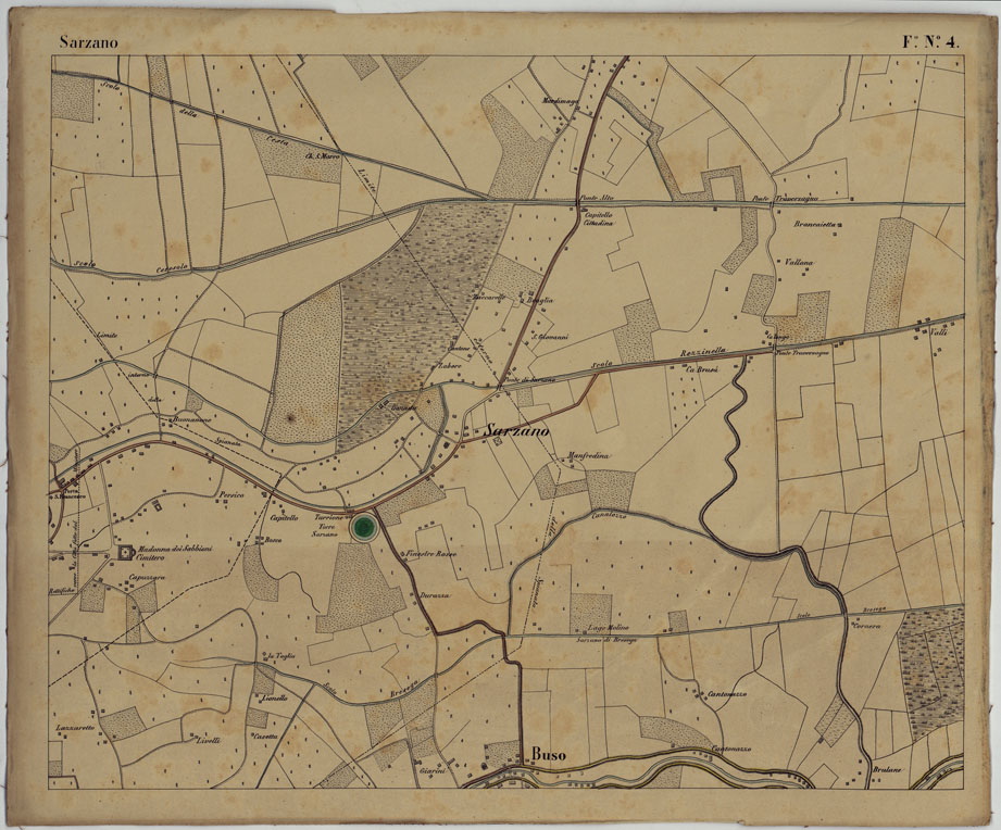 (N:24713) DINTORNI DI ROVIGO E BOARA - Foglio 4 - Sarzano (CA005331) Carte e stampe antiche: riproduzione a colori su carta (formato A1)