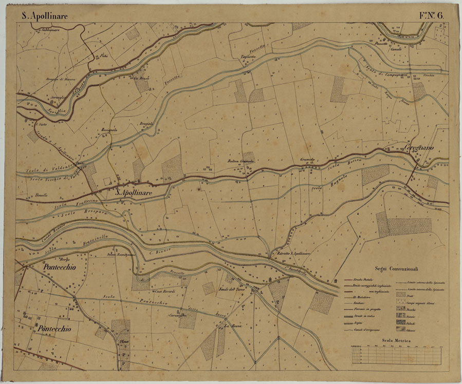 (N:24715) DINTORNI DI ROVIGO E BOARA - Foglio 6 - S. Apollinare (CA005333) Carte e stampe antiche: riproduzione a colori su carta (formato A1)