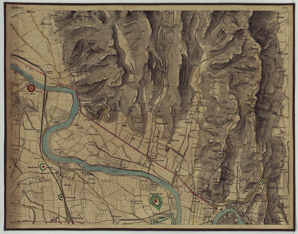 (N:9585) CARTA DI VERONA E DINTORNI - Foglio 2 - Quinzano (CA005335) Carte e stampe antiche: riproduzione a colori su carta (formato A1)