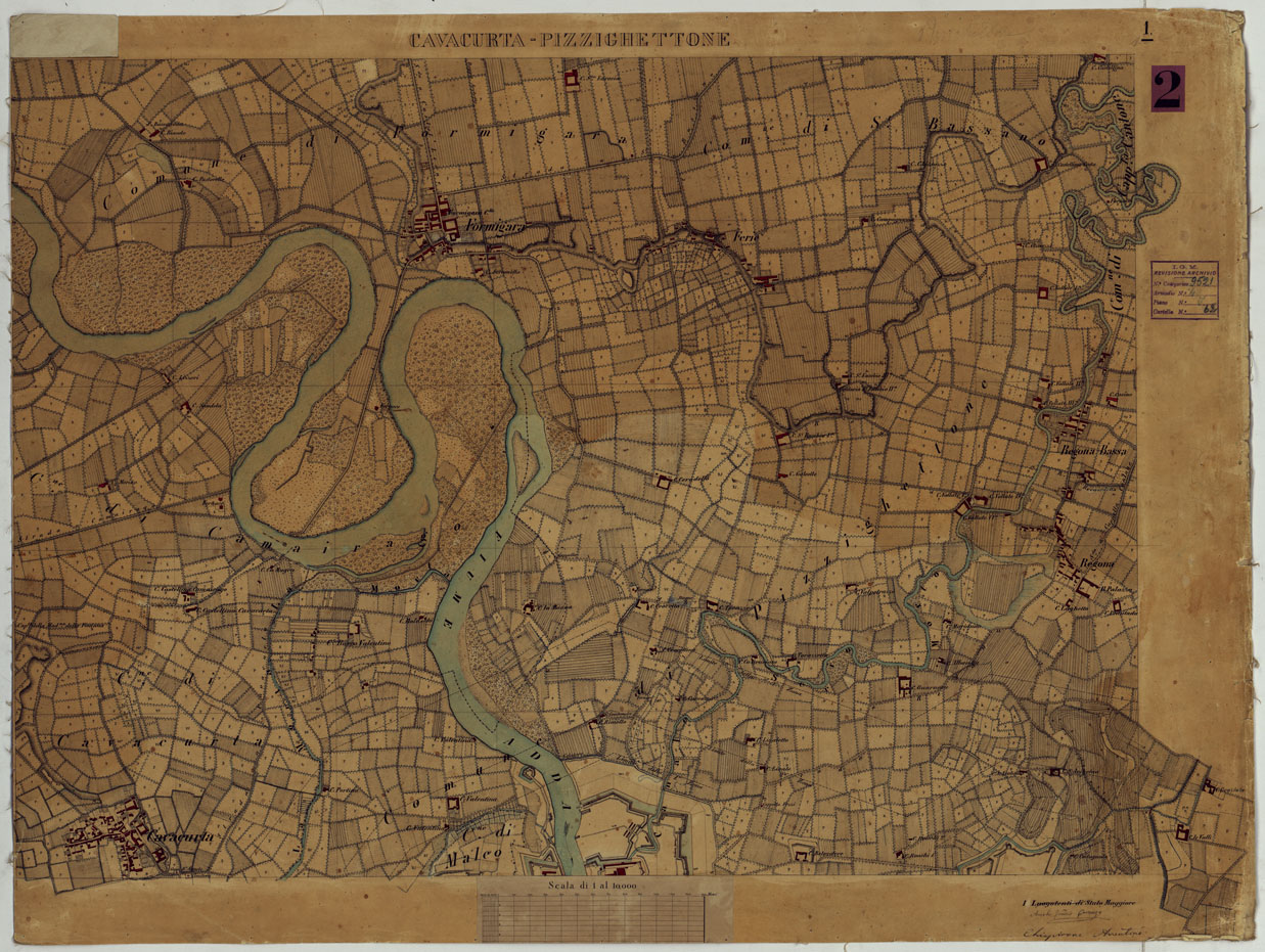 (N:15335) VALLE DEL PO - Tavola 1 - Cavacurta - Pizzighettone (CA005360) Carte e stampe antiche: riproduzione a colori su carta (formato A1)