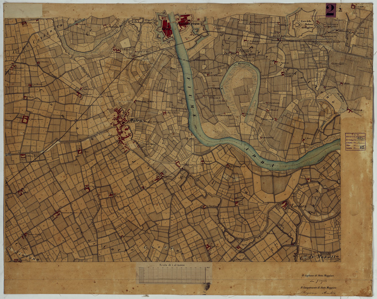 (N:14636) VALLE DEL PO - Tavola 4 - Pizzighettone (CA005363) Carte e stampe antiche: riproduzione a colori su carta (formato A1)