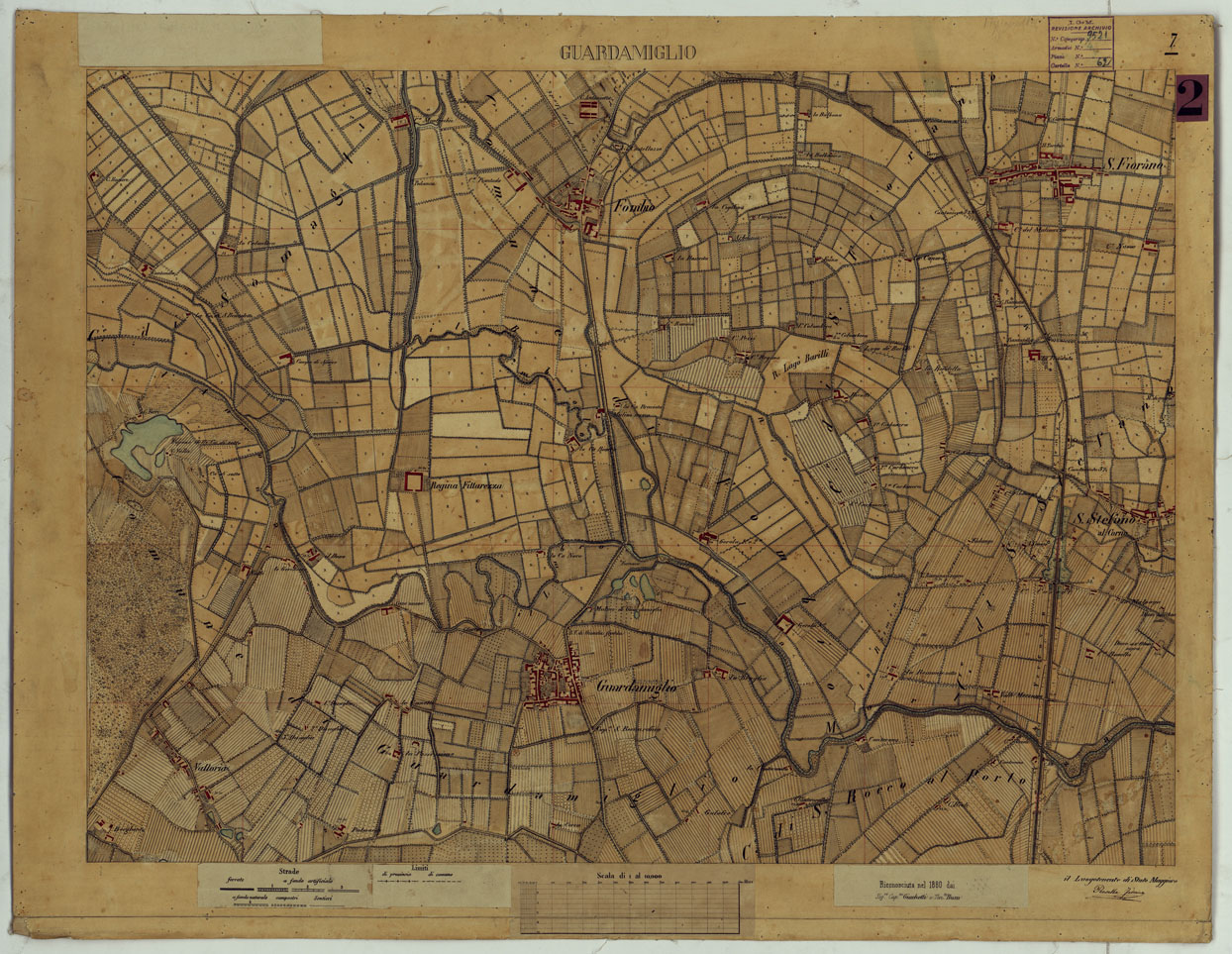 (N:14604) VALLE DEL PO - Tavola 7 - Guardamiglio (CA005366) Carte e stampe antiche: riproduzione a colori su carta (formato A1)
