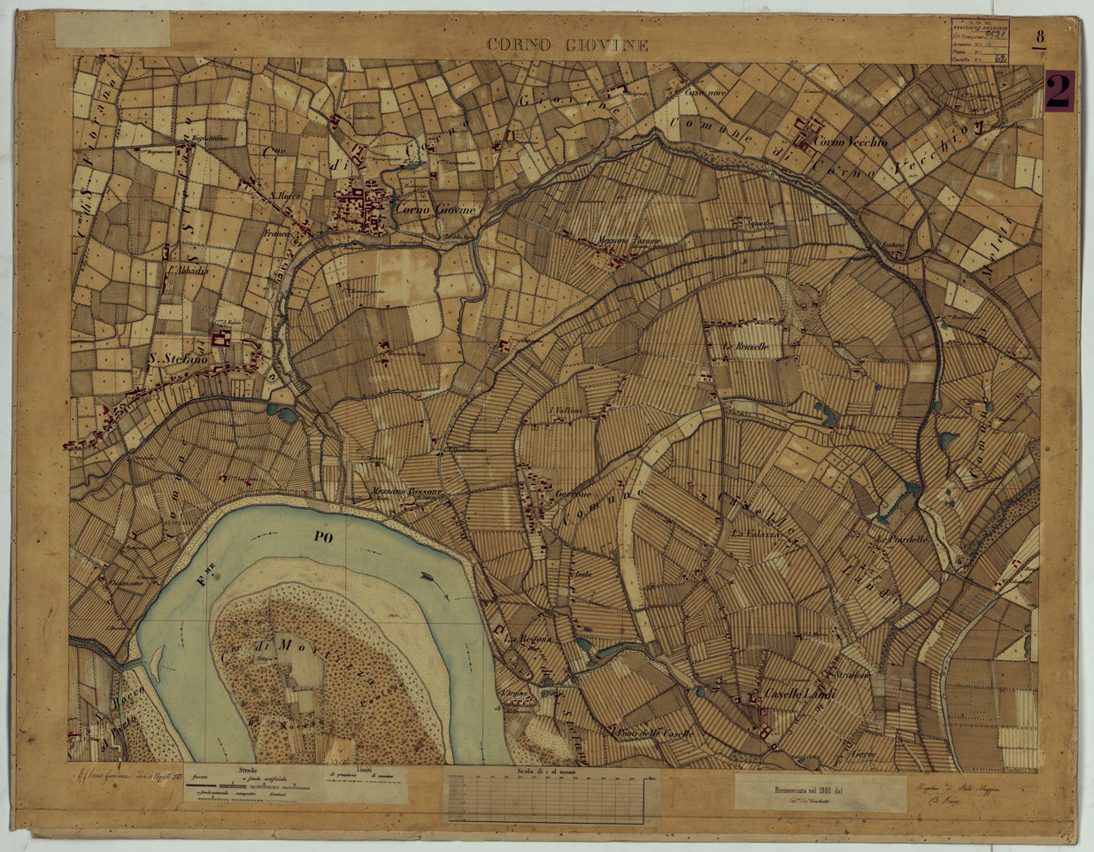 (N:14603) VALLE DEL PO - Tavola 8 - Corno Giovine (CA005367) Carte e stampe antiche: riproduzione a colori su carta (formato A1)