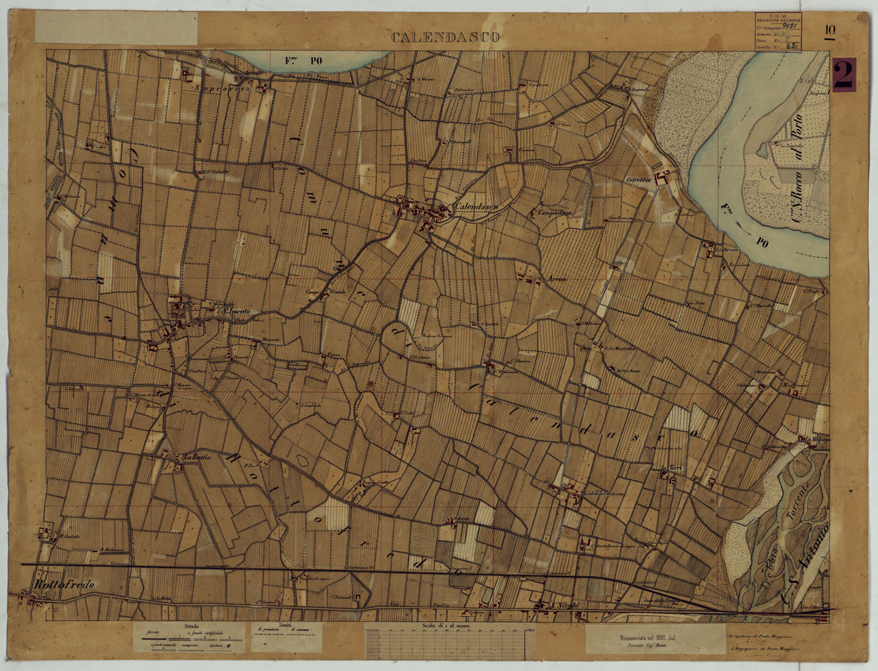 (N:15333) VALLE DEL PO - Tavola 10 - Calendasco (CA005369) Carte e stampe antiche: riproduzione a colori su carta (formato A1)