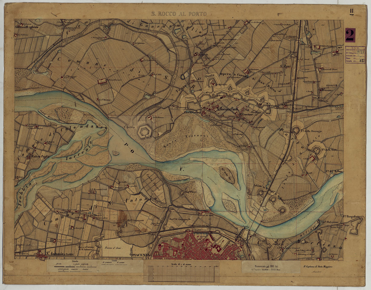 (N:15332) VALLE DEL PO - Tavola 11 - S. Rocco al Porto (CA005370) Carte e stampe antiche: riproduzione a colori su carta (formato A1)