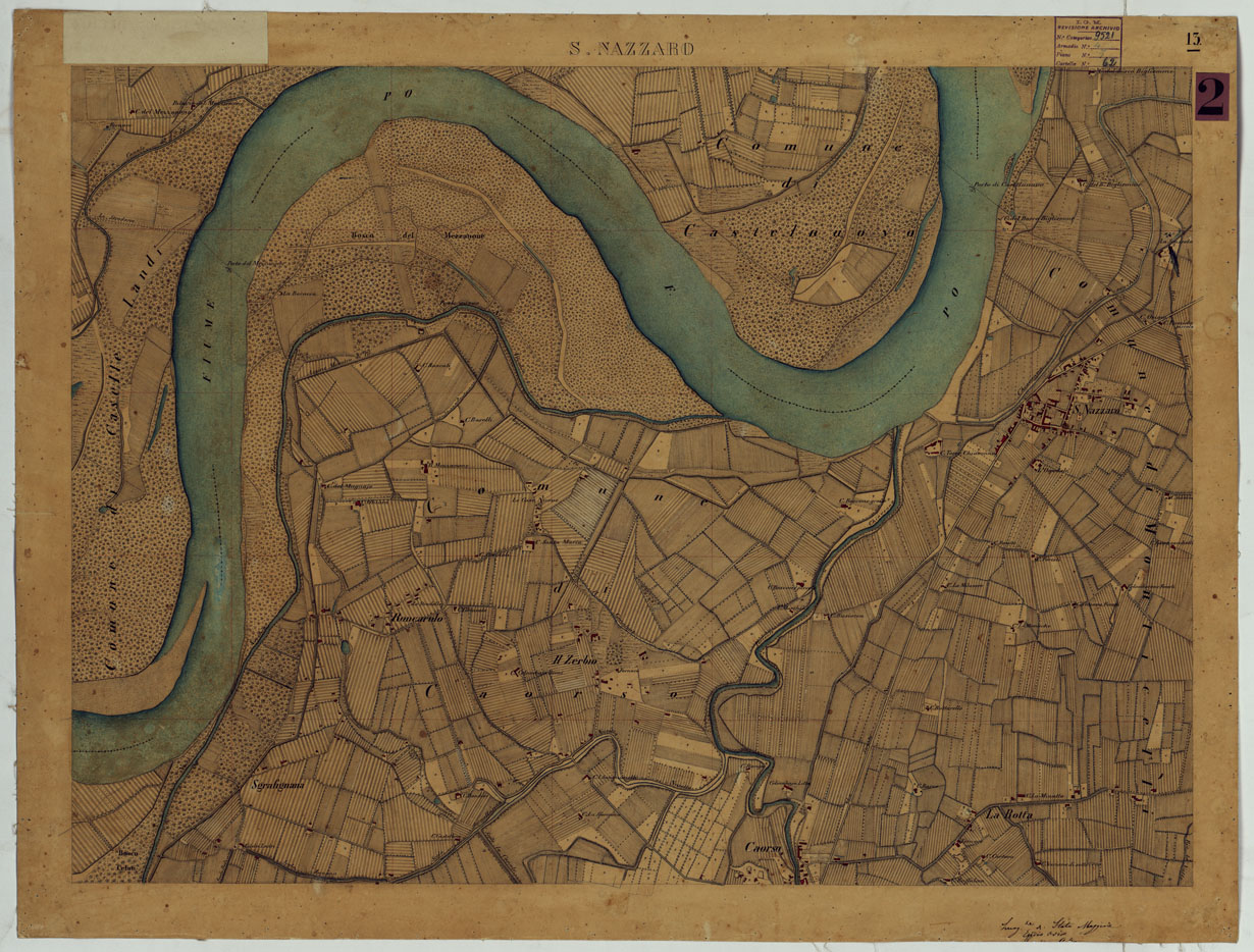 (N:15327) VALLE DEL PO - Tavola 13 - S. Nazzaro (CA005373) Carte e stampe antiche: riproduzione a colori su carta (formato A1)