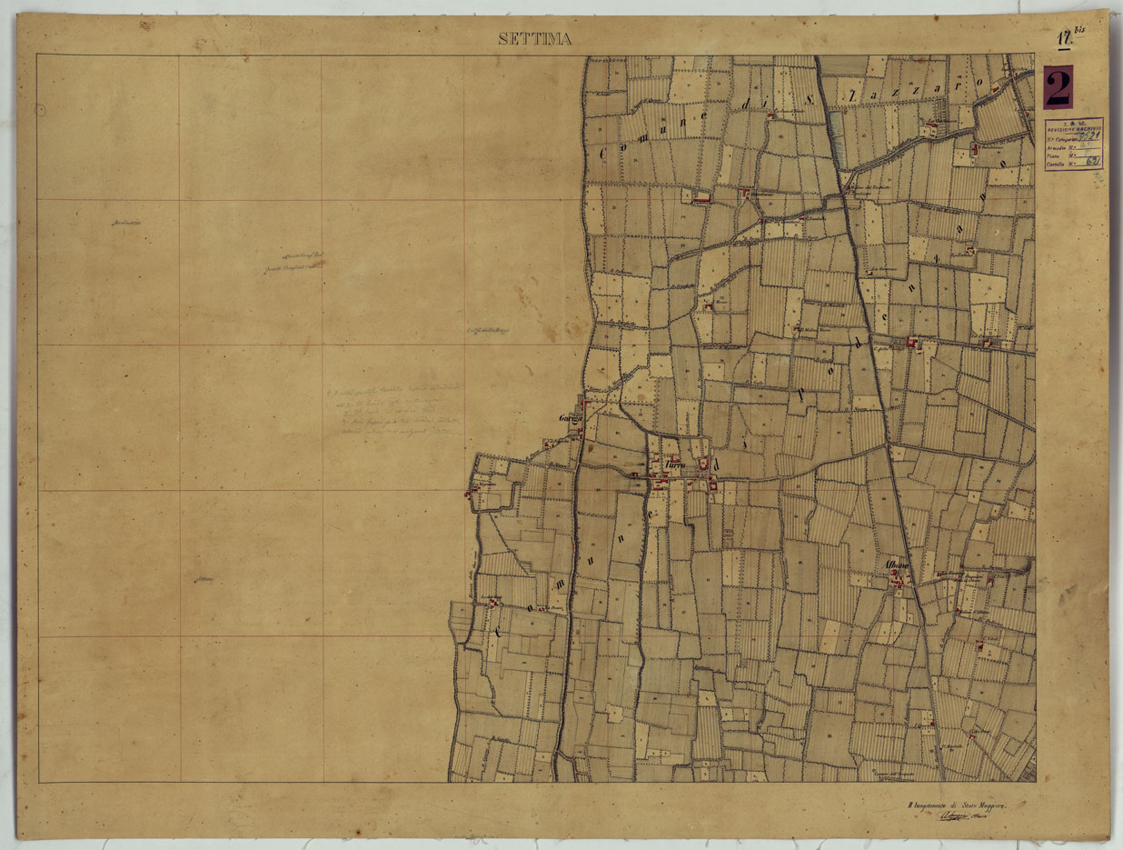 (N:15290) VALLE DEL PO - Tavola 17 bis - Settima (CA005378) Carte e stampe antiche: riproduzione a colori su carta (formato A1)