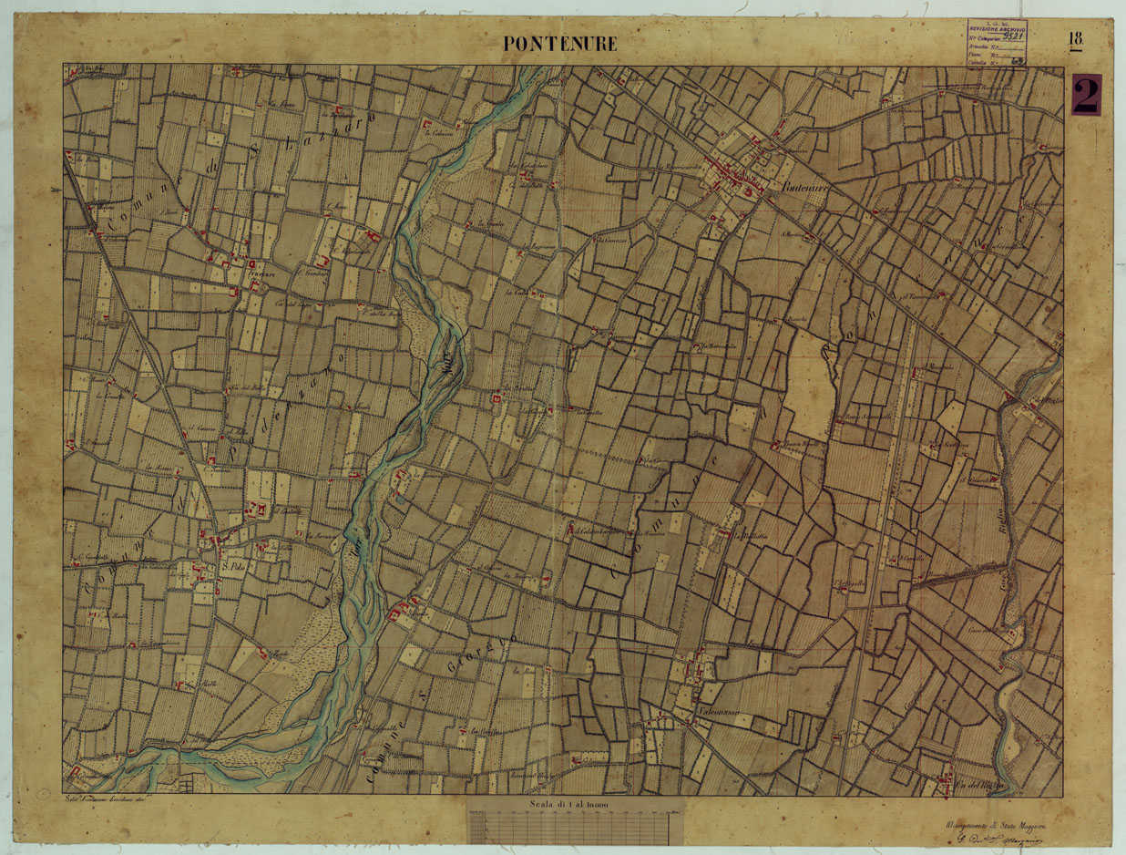 (N:15288) VALLE DEL PO - Tavola 18 - Pontenure (CA005379) Carte e stampe antiche: riproduzione a colori su carta (formato A1)