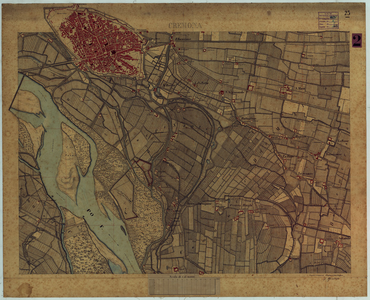 (N:15231) VALLE DEL PO - Tavola 23 - Cremona (CA005387) Carte e stampe antiche: riproduzione a colori su carta (formato A1)
