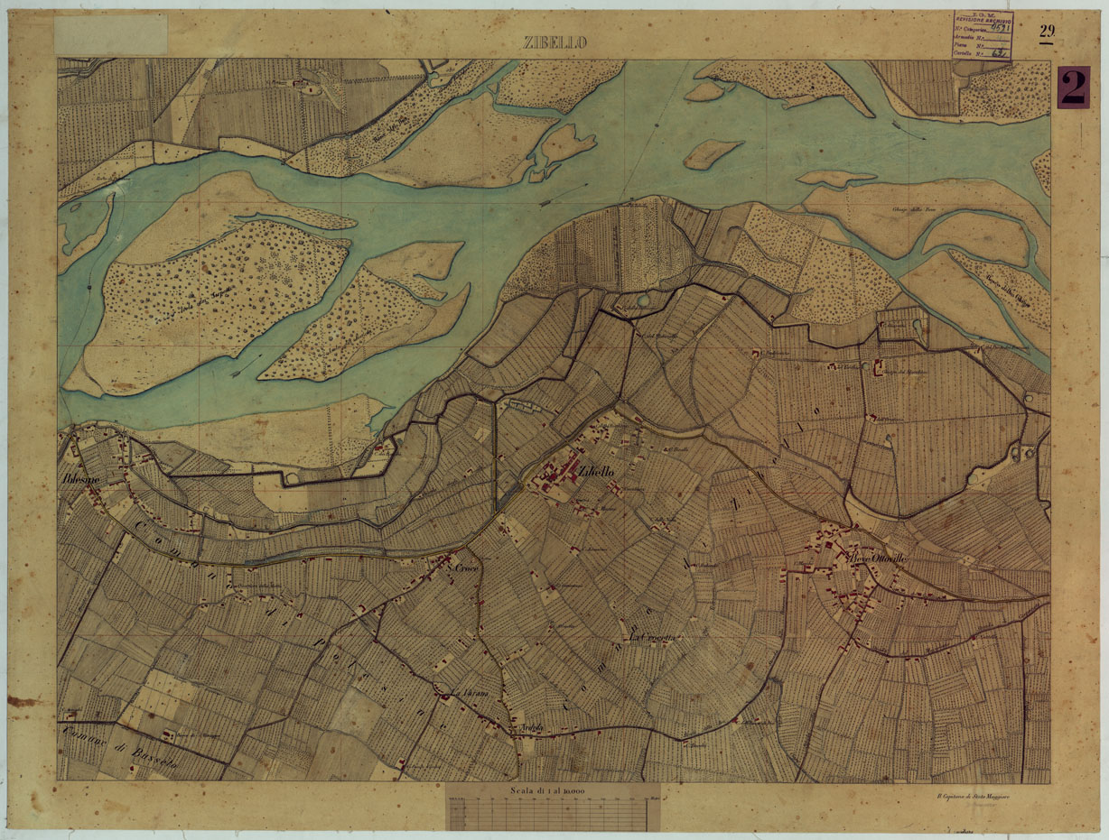 (N:14695) VALLE DEL PO - Tavola 29 - Zibello (CA005393) Carte e stampe antiche: riproduzione a colori su carta (formato A1)