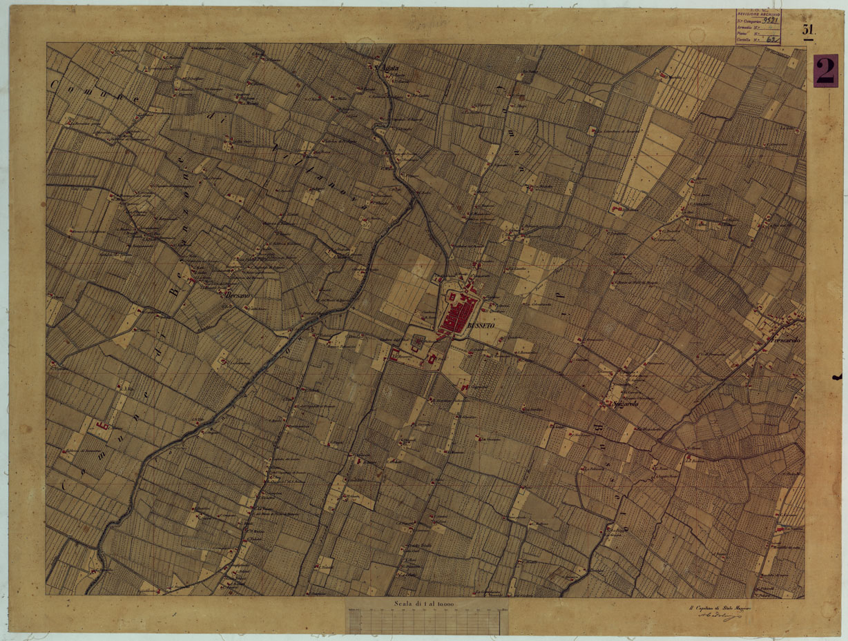 (N:14638) VALLE DEL PO - Tavola 31 - Busseto (CA005395) Carte e stampe antiche: riproduzione a colori su carta (formato A1)