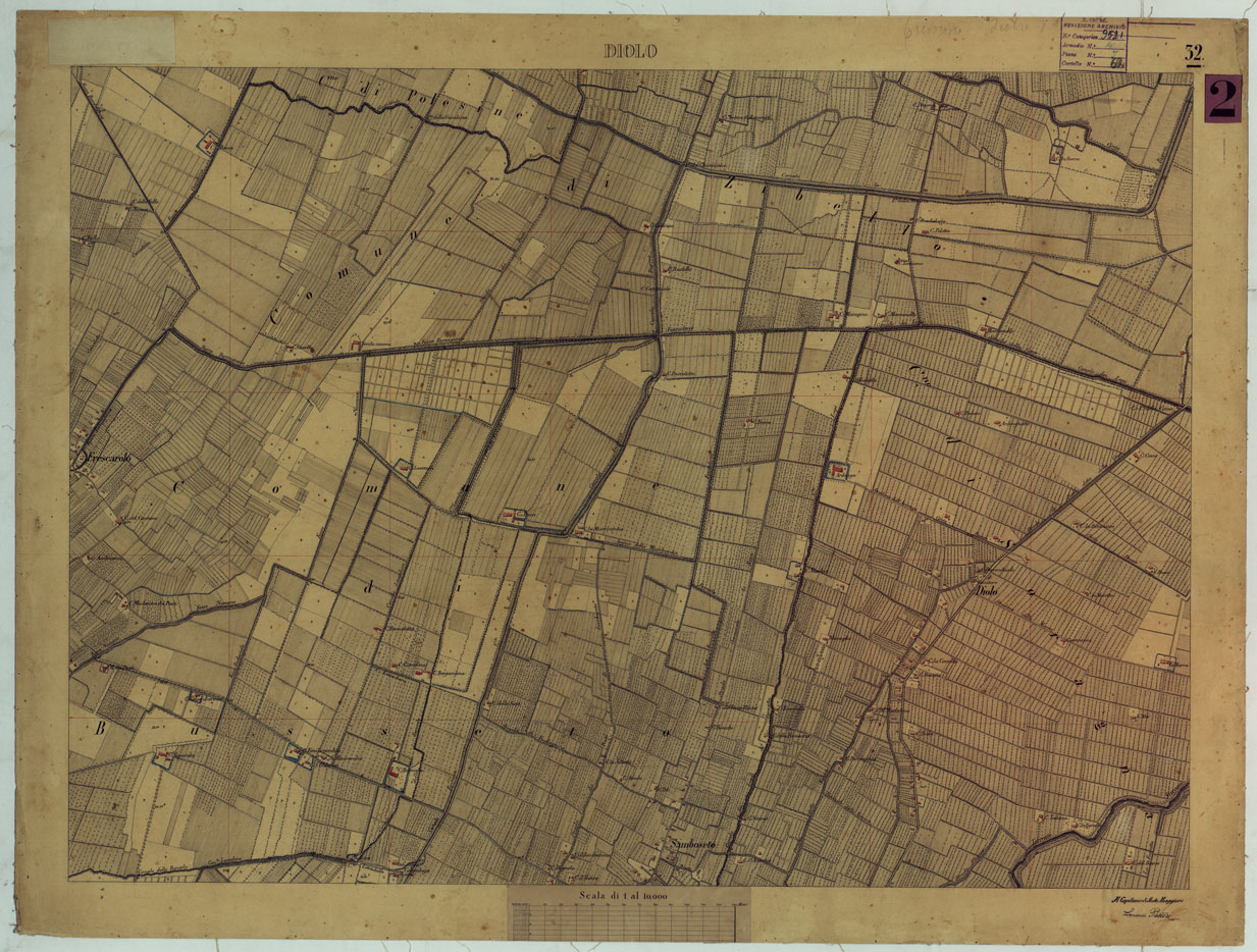 (N:14637) VALLE DEL PO - Tavola 32 - Diolo (CA005396) Carte e stampe antiche: riproduzione a colori su carta (formato A1)