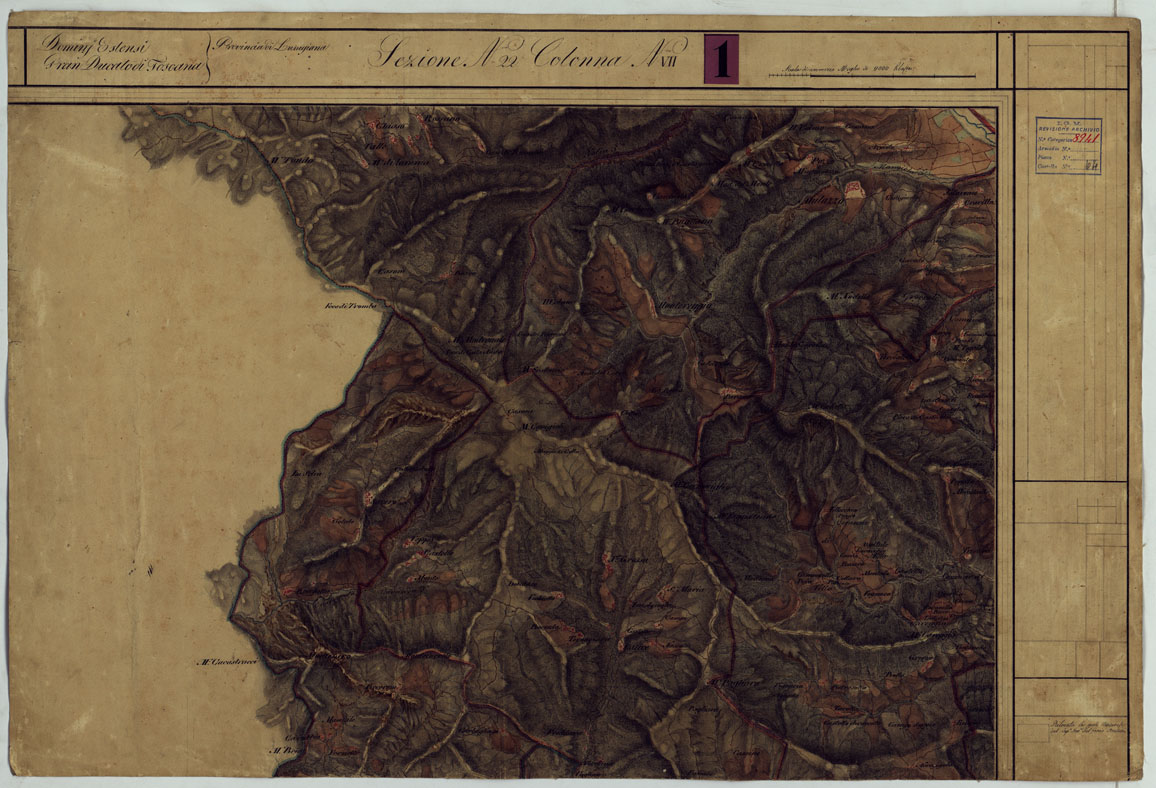 (N:9696) DUCATO DI MODENA E STATI LIMITROFI - SEZIONE N. 22 COLONNA N. VII (CA005451) Carte e stampe antiche: riproduzione a colori su carta (formato A1)