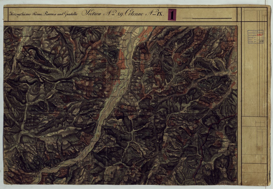 (N:9680) DUCATO DI MODENA E STATI LIMITROFI - SEZIONE N. 19 COLONNA N. IX. (CA005461) Carte e stampe antiche: riproduzione a colori su carta (formato A1)