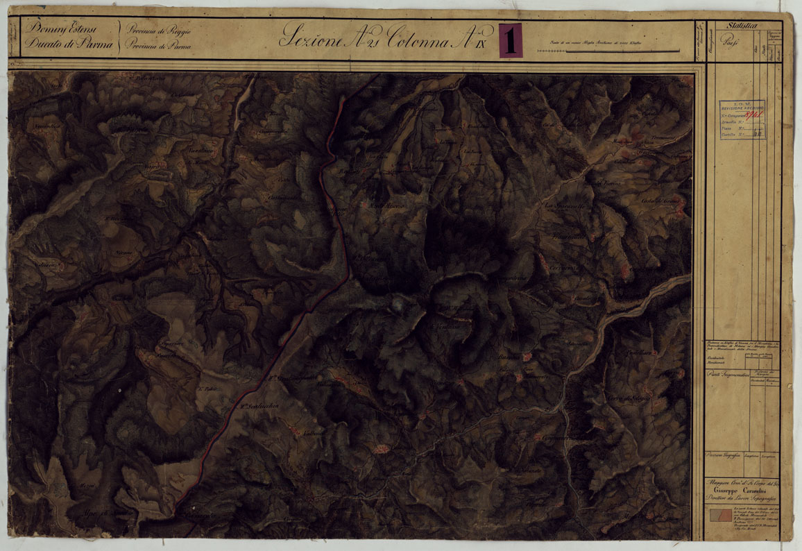 (N:9688) DUCATO DI MODENA E STATI LIMITROFI - SEZIONE N. 21 COLONNA N. IX. (CA005463) Carte e stampe antiche: riproduzione a colori su carta (formato A1)