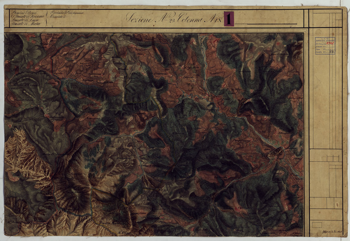 (N:9700) DUCATO DI MODENA E STATI LIMITROFI - SEZIONE N. 23 COLONNA N. IX. (CA005465) Carte e stampe antiche: riproduzione a colori su carta (formato A1)