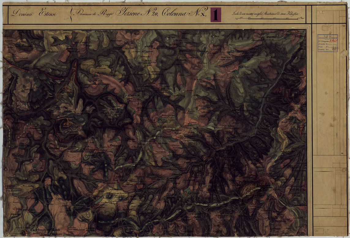 (N:9685) DUCATO DI MODENA E STATI LIMITROFI - SEZIONE N. 20 COLONNA N. X. (CA005472) Carte e stampe antiche: riproduzione a colori su carta (formato A1)