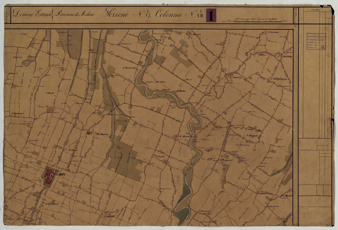(N:9673) DUCATO DI MODENA E STATI LIMITROFI - SEZIONE N. 17 COLONNA N. XII. (CA005486) Carte e stampe antiche: riproduzione a colori su carta (formato A1)