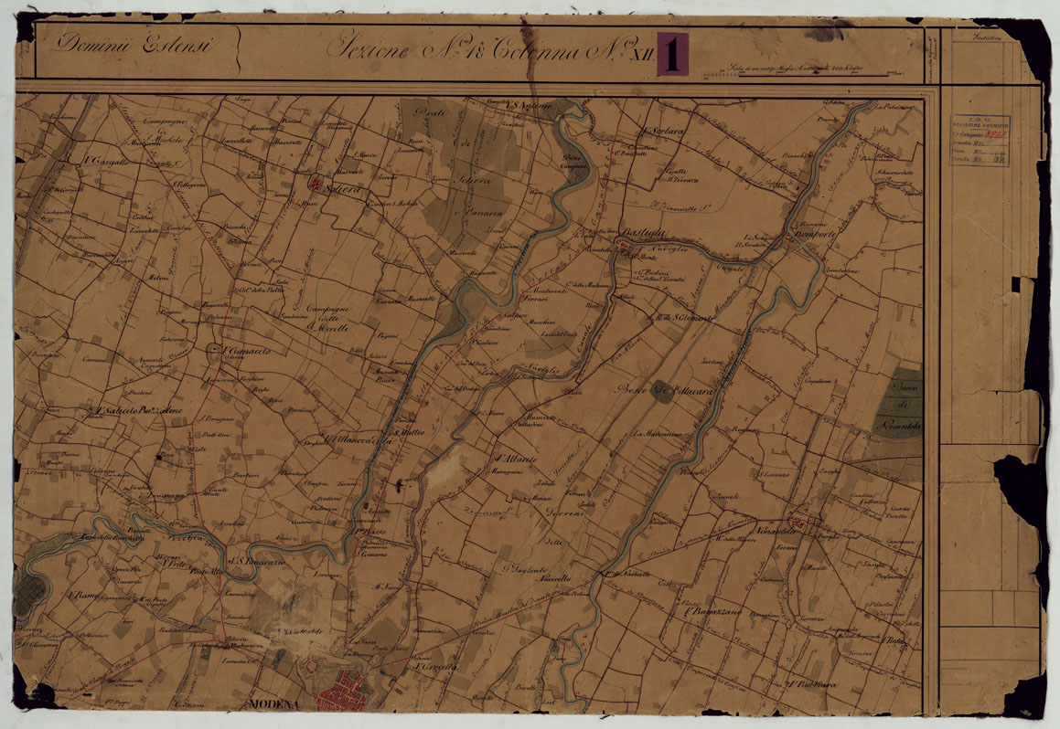(N:9678) DUCATO DI MODENA E STATI LIMITROFI - SEZIONE N. 18 COLONNA N. XII (CA005487) Carte e stampe antiche: riproduzione a colori su carta (formato A1)