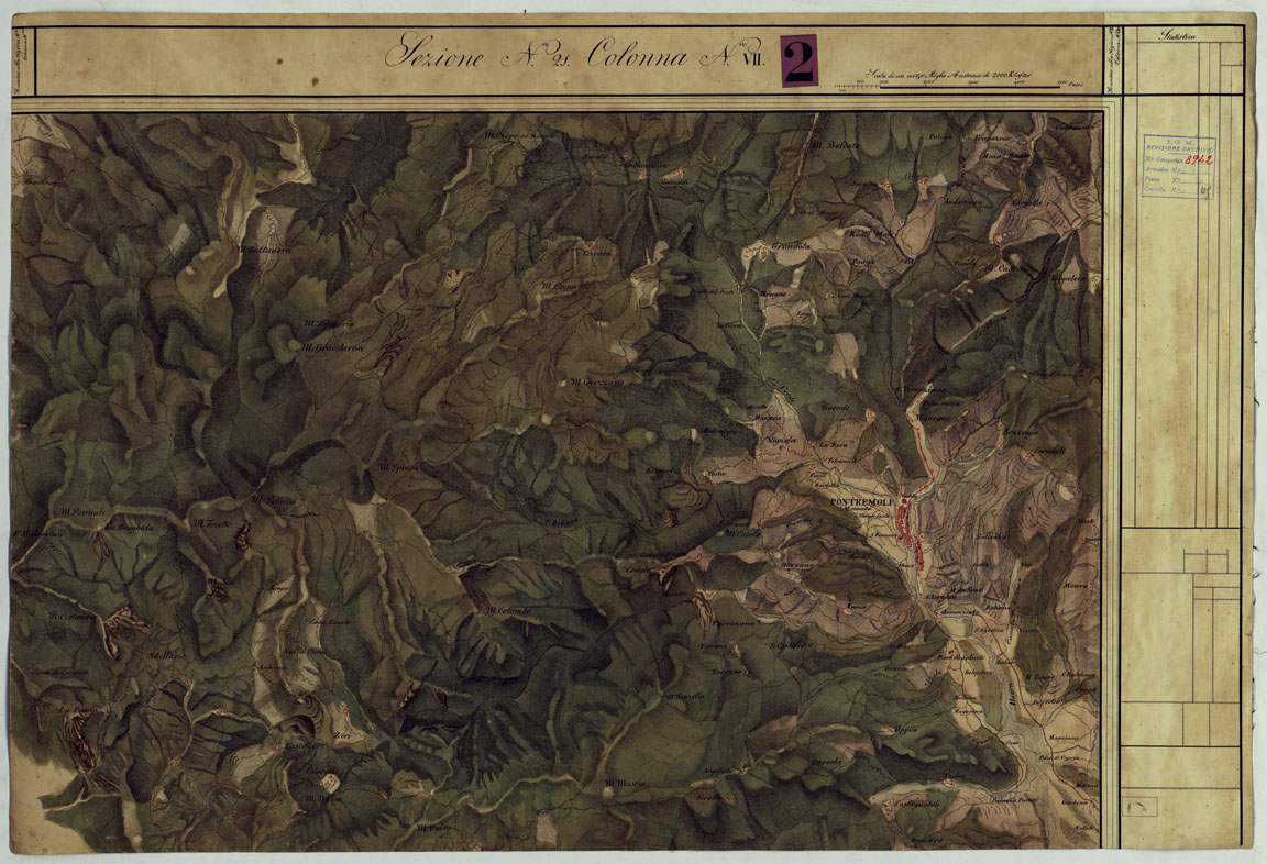 (N:24788) DUCATO DI MODENA E STATI LIMITROFI - SEZIONE N. 21 COLONNA N. VII - PONTREMOLI (CA005498) Carte e stampe antiche: riproduzione a colori su carta (formato A1)
