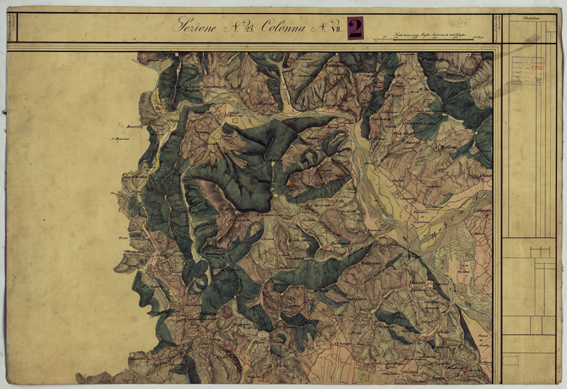(N:24790) DUCATO DI MODENA E STATI LIMITROFI - SEZIONE N. 23 COLONNA N. VII - VEZZANO (CA005500) Carte e stampe antiche: riproduzione a colori su carta (formato A1)