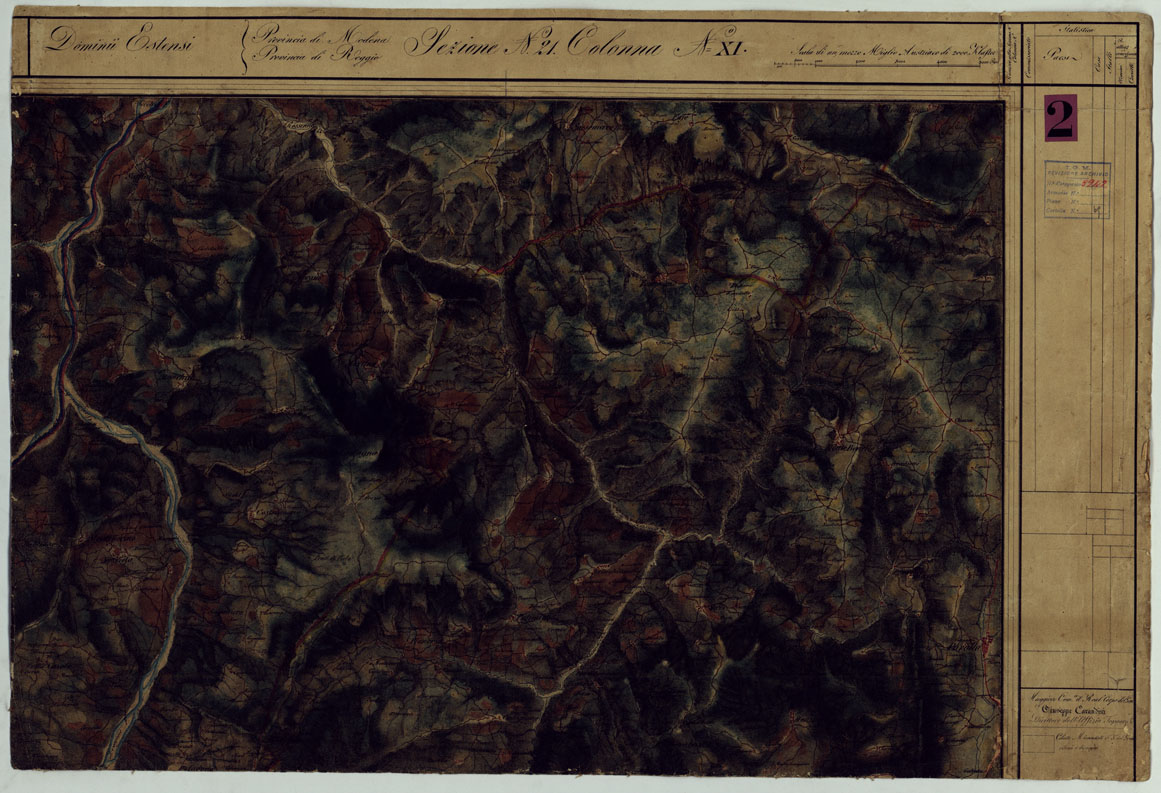 (N:24817) DUCATO DI MODENA E STATI LIMITROFI - SEZIONE N. 21 COLONNA N. XI - PAVULLO (CA005527) Carte e stampe antiche: riproduzione a colori su carta (formato A1)