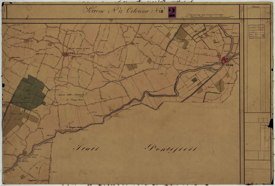 (N:24833) DUCATO DI MODENA E STATI LIMITROFI - SEZIONE N. 17 COLONNA N. XII - FINALE (CA005543) Carte e stampe antiche: riproduzione a colori su carta (formato A1)