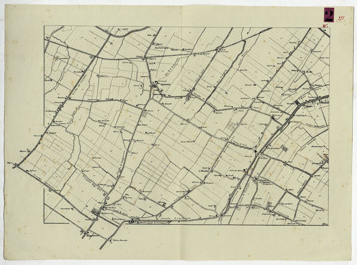 (N:9396) CARTA DEI DINTORNI DI MODENA FATTA PER CURA DELLA SCUOLA MILITARE - TAVOLA 3 (CA005547) Carte e stampe antiche: riproduzione a colori su carta (formato A1)