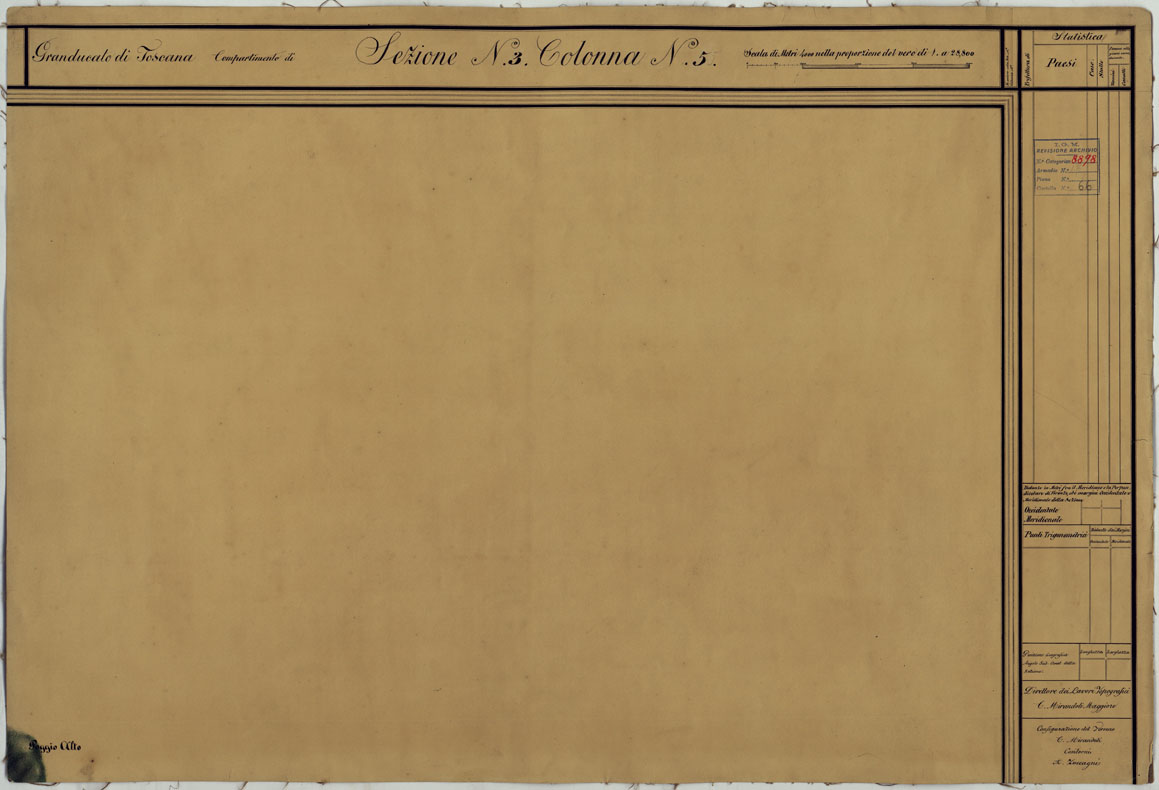 (N:6501) CARTA TOPOGRAFICA DEL COMPARTIMENTO LUCCHESE ESEGUITA D'ORDINE DI SUA ECCELLENZA IL SIGNOR TENENTE GENERALE CAV. G. DE LAUGIER CONTE DI BELLECOUR MINISTRO DELLA GUERRA - SEZIONE N. 3 COLONNA N. 5 (CA005568) Carte e stampe antiche: riproduzione a colori su carta (formato A1)