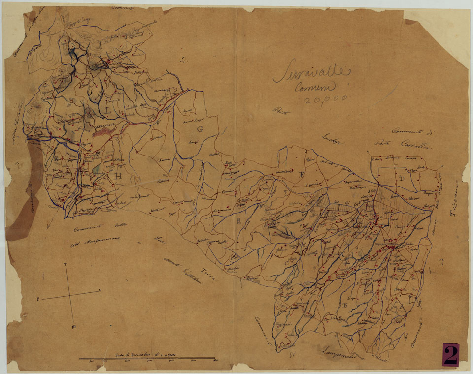 (N:9749) ELEMENTI PER LA FORMAZIONE DI UNA CARTA DELLA TOSCANA ALLA SCALA DI 1:28.800 - SERRAVALLE PISTOIESE. (CA005639) Carte e stampe antiche: riproduzione a colori su carta (formato A1)
