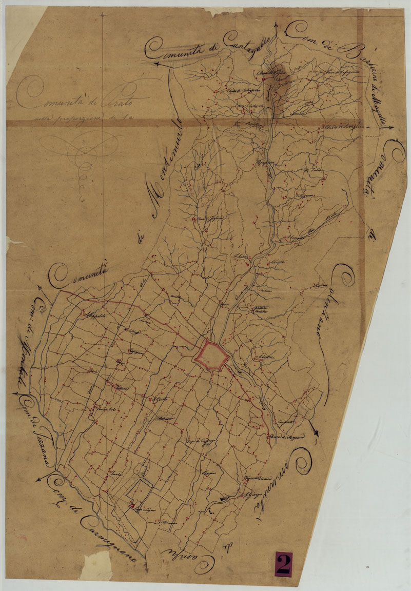(N:9759) ELEMENTI PER LA FORMAZIONE DI UNA CARTA DELLA TOSCANA ALLA SCALA DI 1:28.800 - PRATO. (CA005650) Carte e stampe antiche: riproduzione a colori su carta (formato A1)