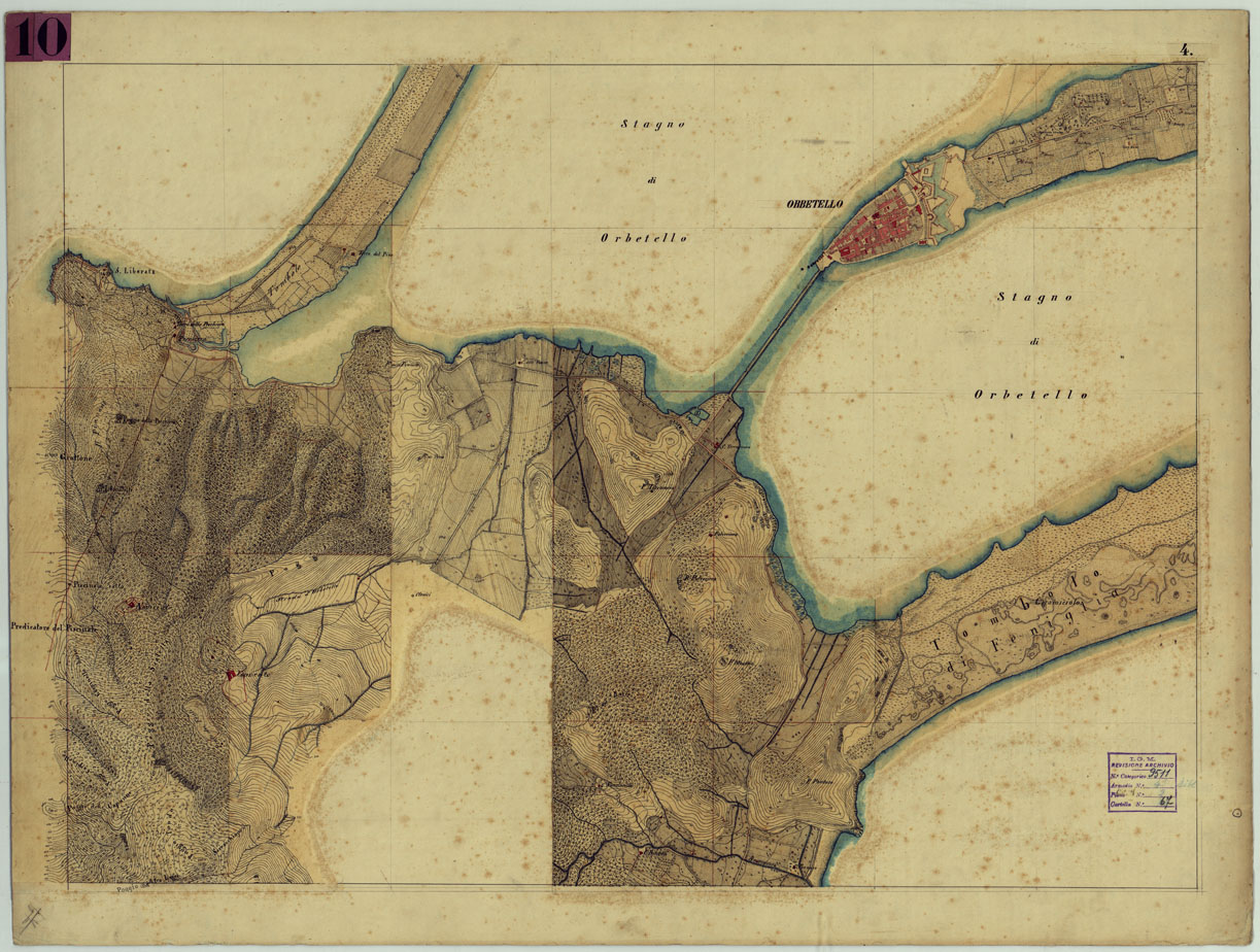 (N:15534) ORBETELLO E DINTORNI - MINUTA 4 (CA005685) Carte e stampe antiche: riproduzione a colori su carta (formato A1)