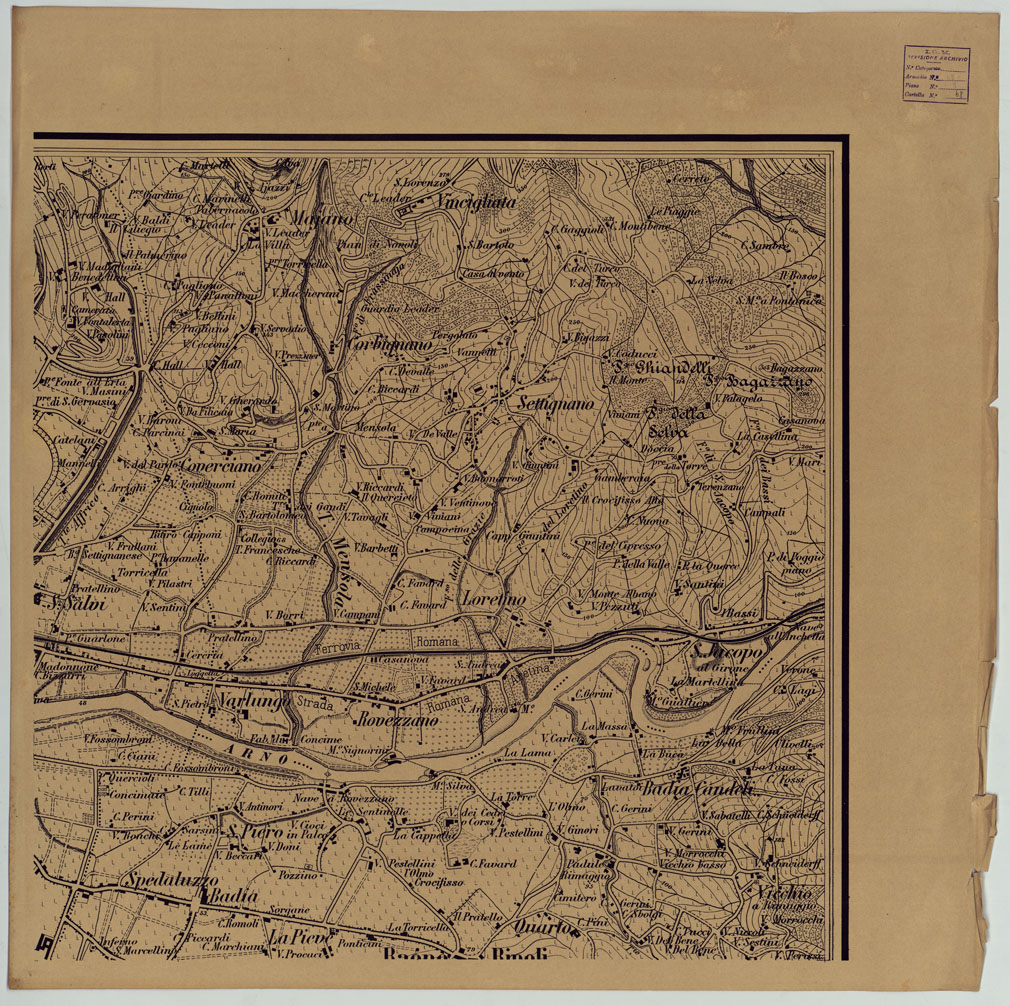 (N:24877) DINTORNI DI FIRENZE - FOGLIO 3. (CA005750) Carte e stampe antiche: riproduzione a colori su carta (formato A1)
