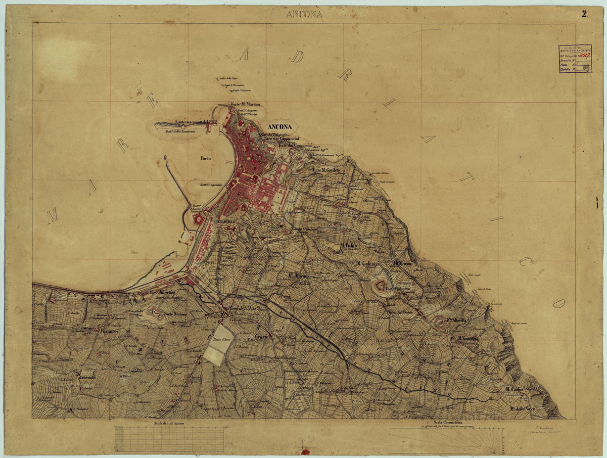 (N:167) ANCONA E DINTORNI - TAVOLA 2 - ANCONA (CA005758) Carte e stampe antiche: riproduzione a colori su carta (formato A1)