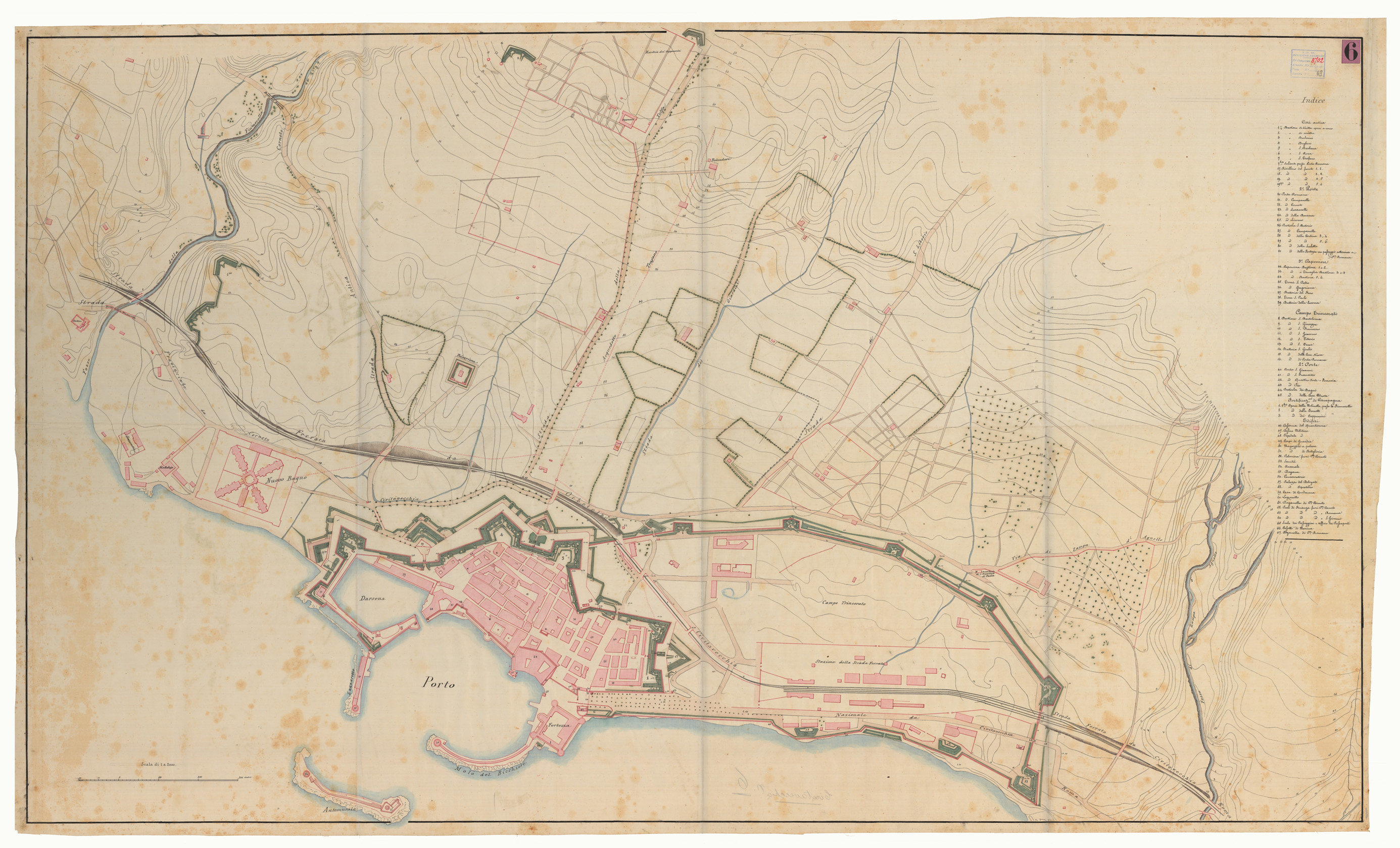(N:8893) CIVITAVECCHIA E DINTORNI (CA005772) Carte e stampe antiche: riproduzione a colori su carta (formato A1)