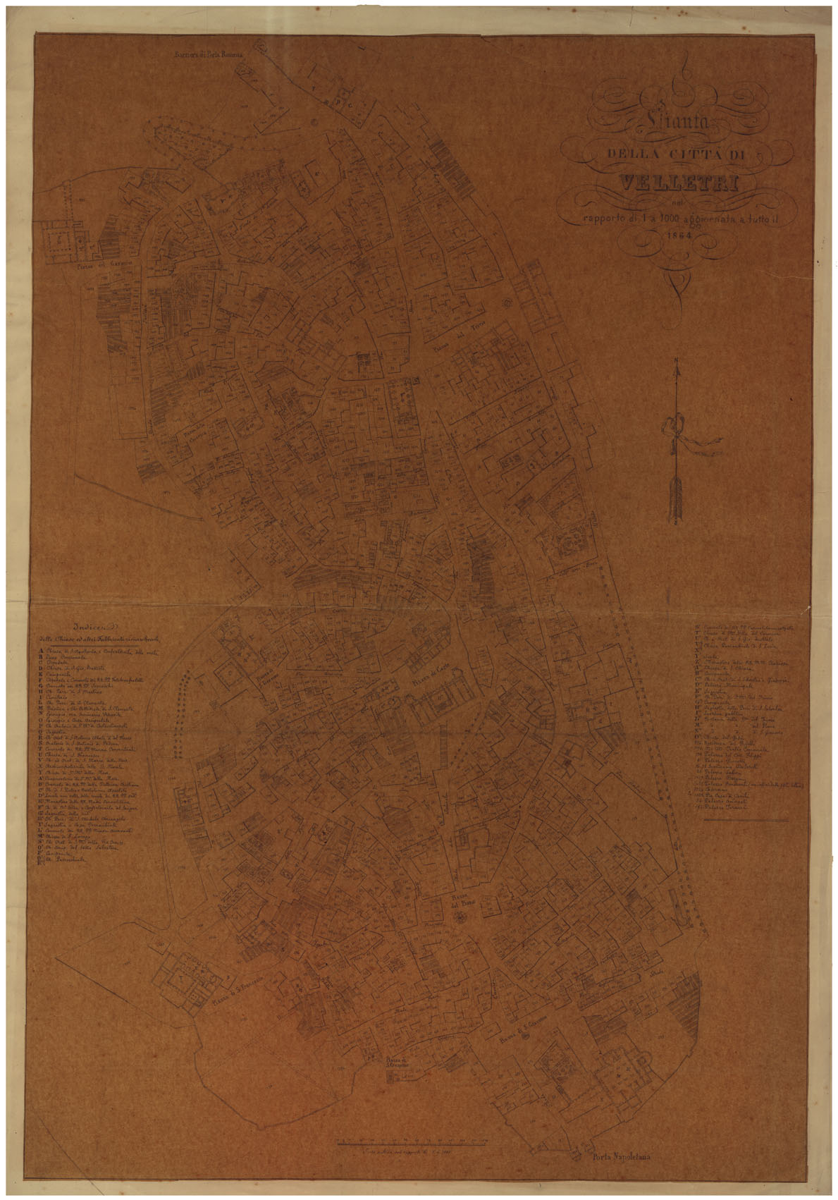 (N:14079) PIANTA DELLA CITTA' DI VELLETRI (CA005785) Carte e stampe antiche: riproduzione a colori su carta (formato A1)