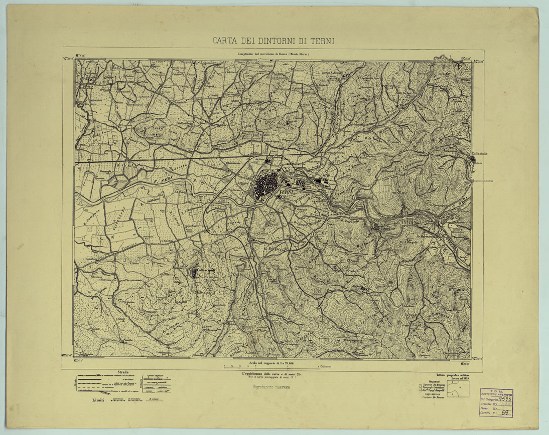 (N:16451) CARTA DEI DINTORNI DI TERNI (CA005792) Carte e stampe antiche: riproduzione a colori su carta (formato A1)