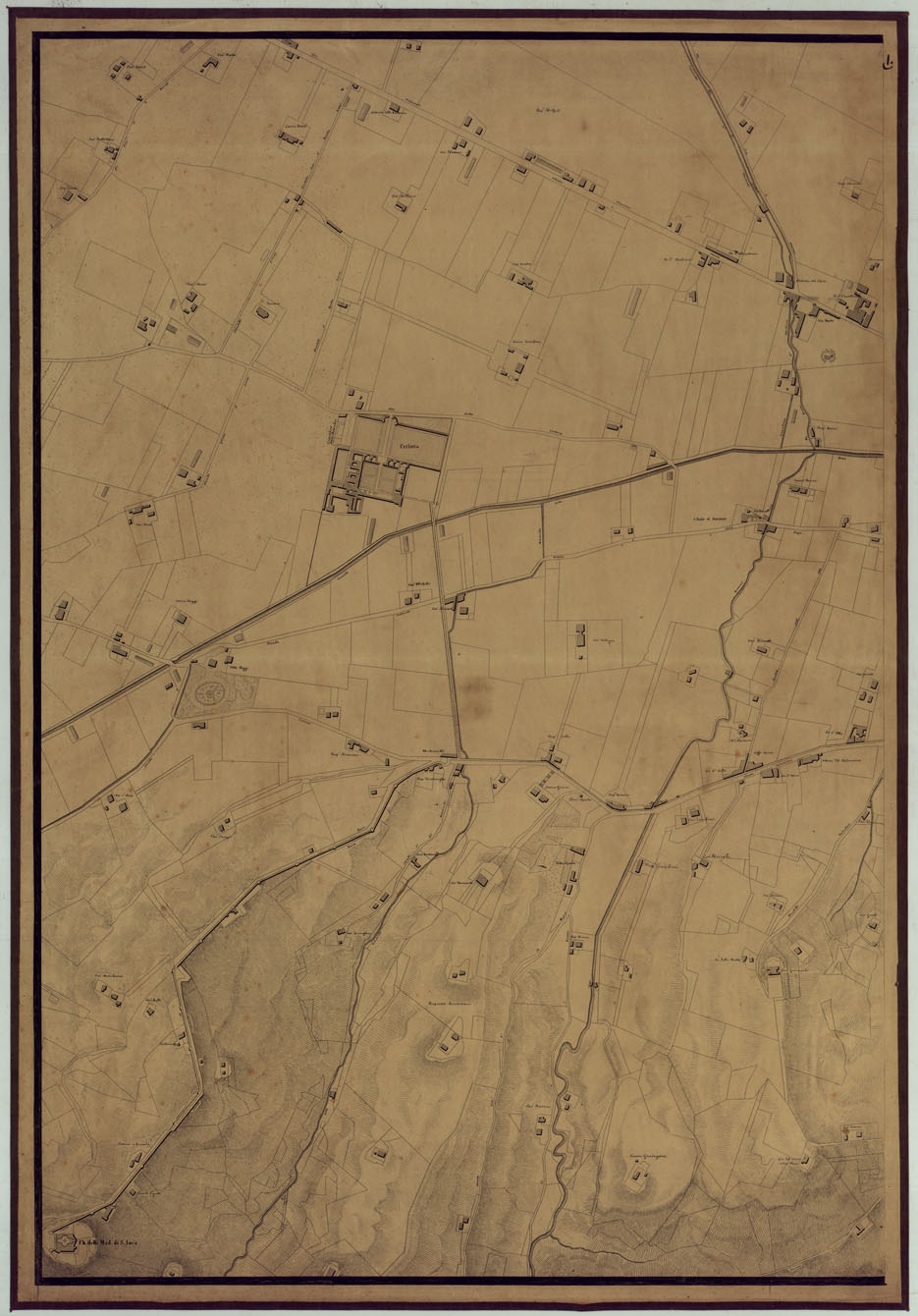 (N:407) PIANTA DI BOLOGNA E SUOI DINTORNI 1850. (CA005808) Carte e stampe antiche: riproduzione a colori su carta (formato A1)