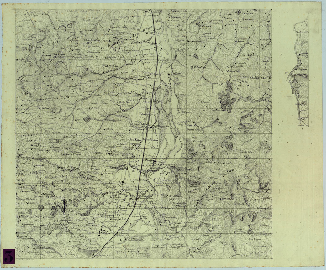 (N:24886) MAPPA TOPOGRAFICA DEI DINTORNI DI BOLOGNA. (CA005814) Carte e stampe antiche: riproduzione a colori su carta (formato A1)