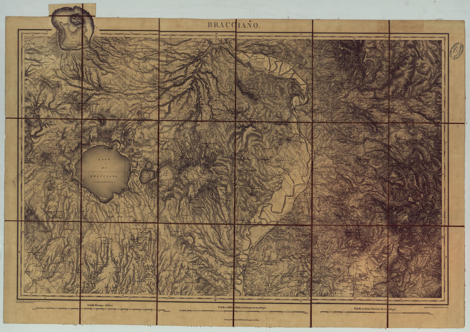(N:9792) CARTE DE LA PARTIE SUD-OUEST DES ETATS DE L'EGLISE...REDIGEE ET GRAVEE AU DEPOT DE LA GUERRE A' L'ECHELLE DE 1:80.000 D'APRES LA TRIANGULATION ET LES LEVES EXECUTES PAR LES OFFICIERS DU CORPS D'ETAT MAJOR ETANT DIRECTEUR LE COLONEL BLONDEL PARIS, 1856. (CA005826) Carte e stampe antiche: riproduzione a colori su carta (formato A1)