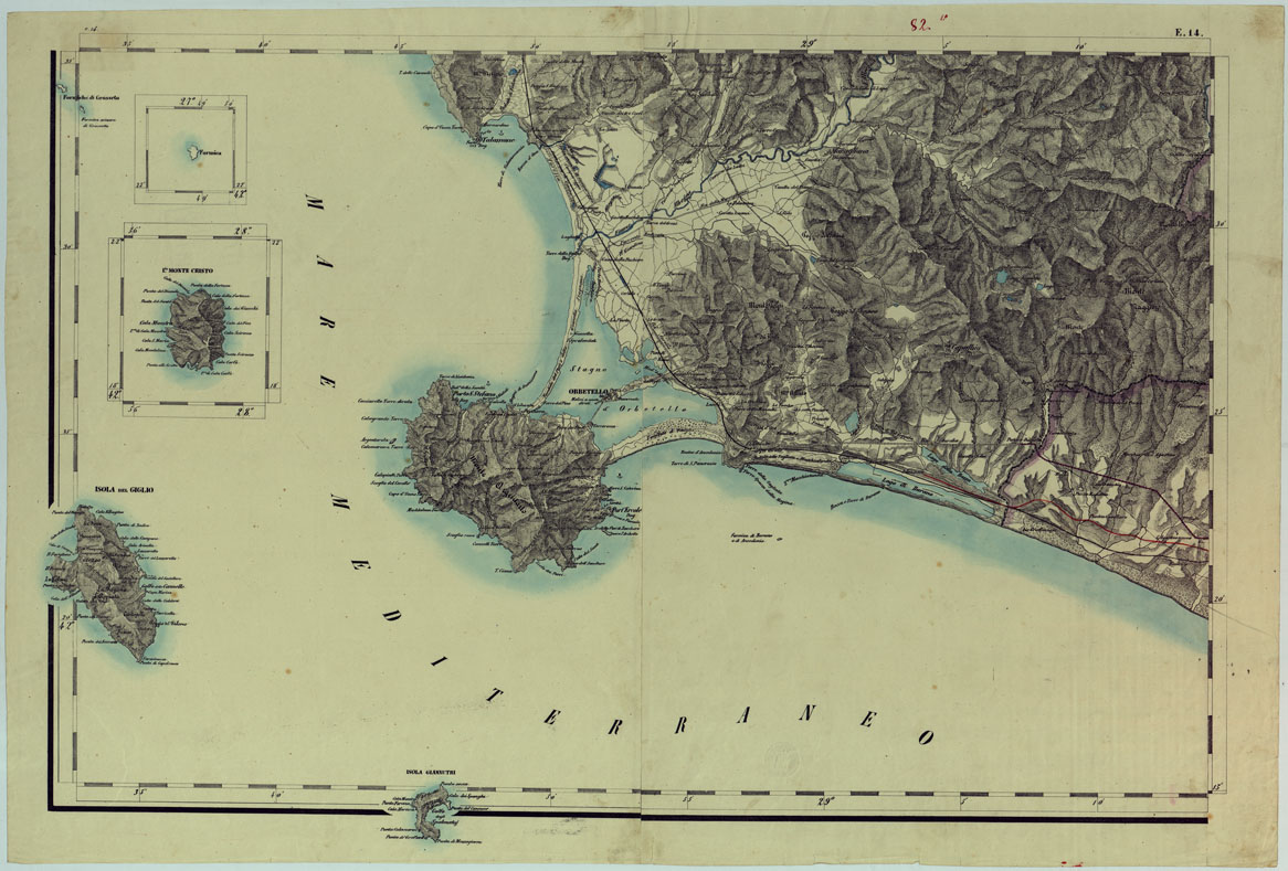 (N:14418) PROVINCIA DI ROMA CARTA DELLA CIRCOSCRIZIONE TERRITORIALE - FOGLIO E.14. (CA005832) Carte e stampe antiche: riproduzione a colori su carta (formato A1)