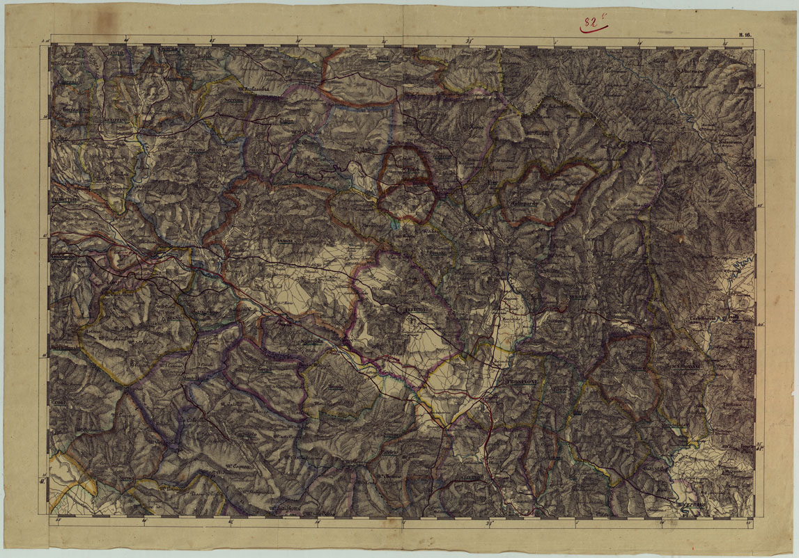 (N:14428) PROVINCIA DI ROMA CARTA DELLA CIRCOSCRIZIONE TERRITORIALE - FOGLIO H.16. (CA005842) Carte e stampe antiche: riproduzione a colori su carta (formato A1)