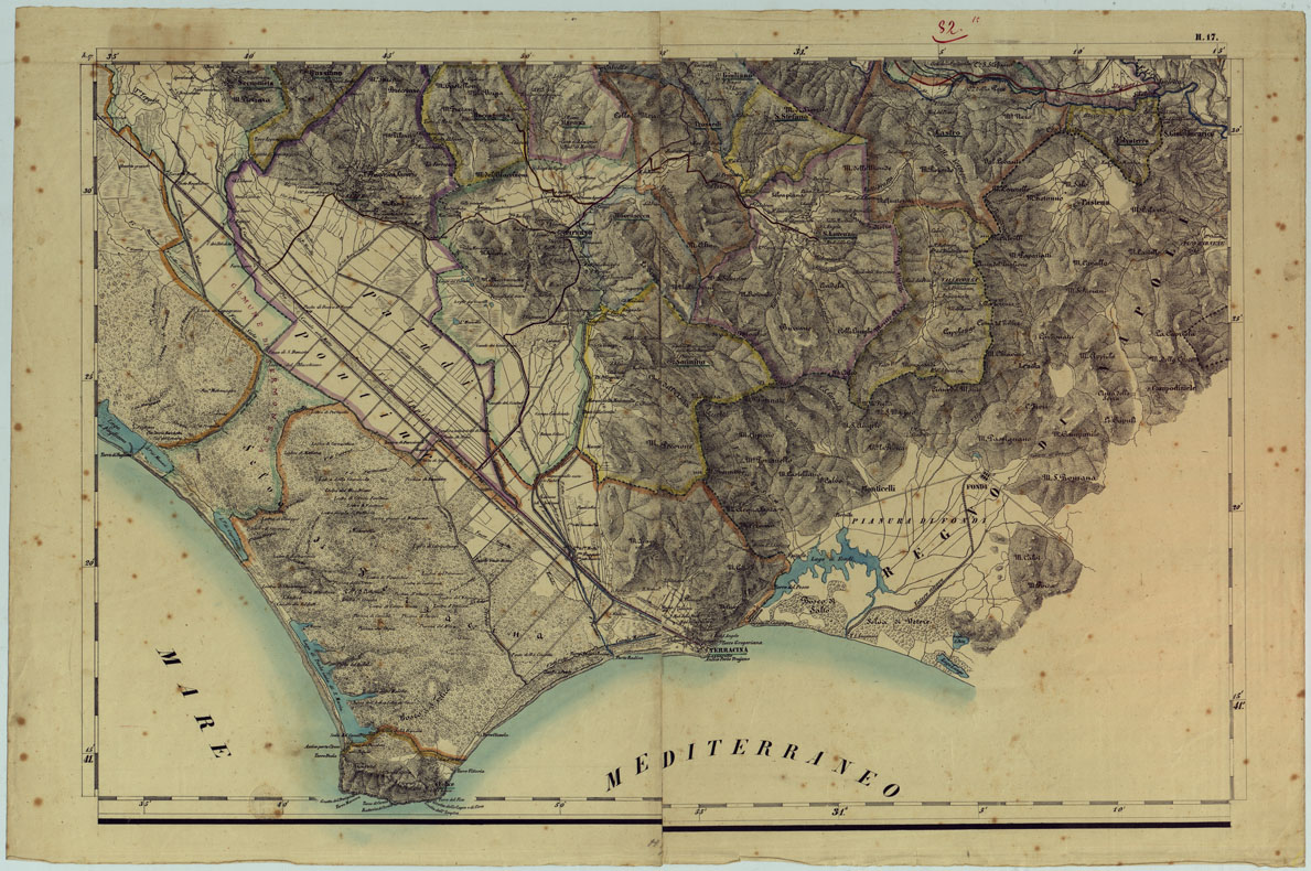 (N:14429) PROVINCIA DI ROMA CARTA DELLA CIRCOSCRIZIONE TERRITORIALE - FOGLIO H.17. (CA005843) Carte e stampe antiche: riproduzione a colori su carta (formato A1)