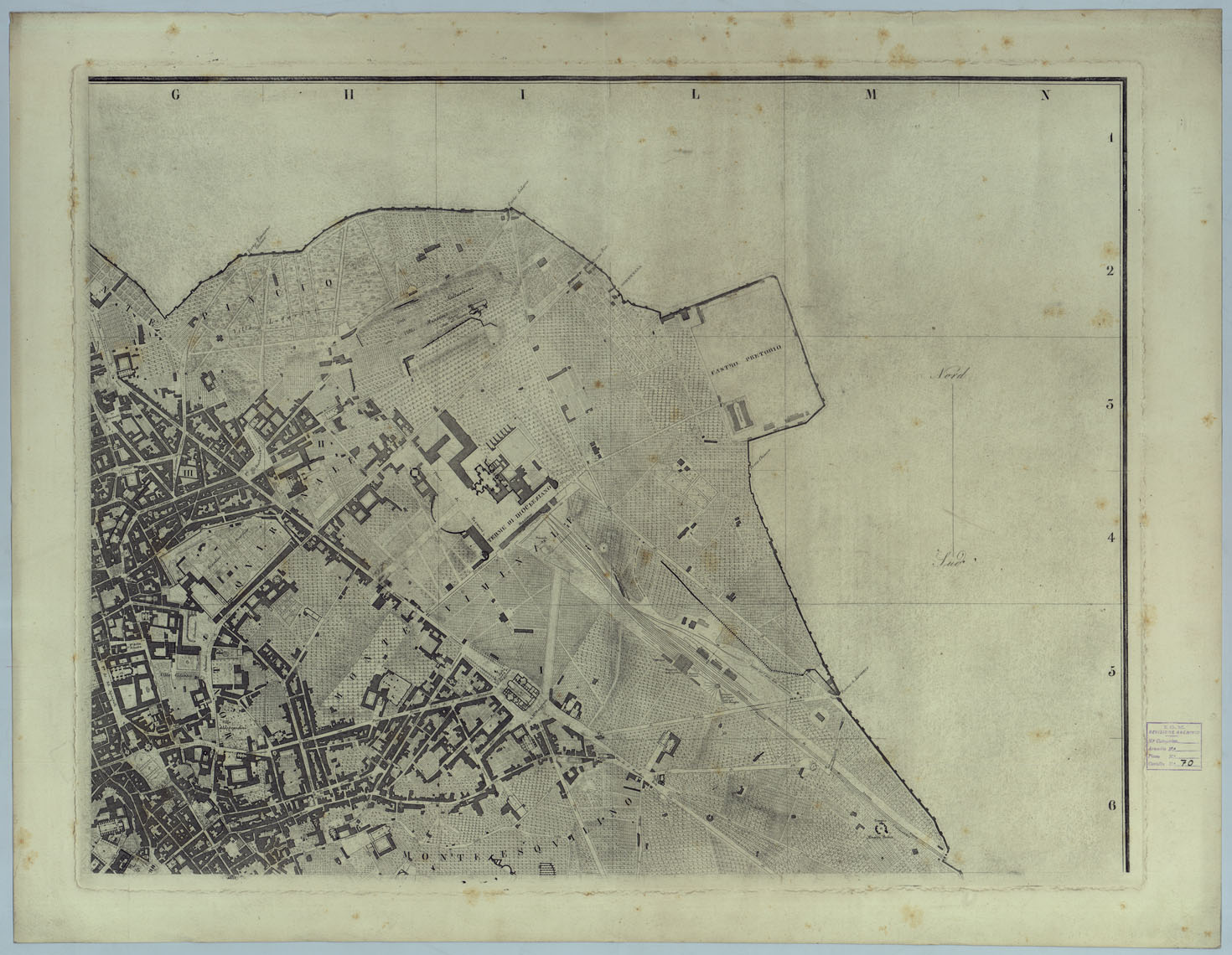 (N:24898) PIANTA TOPOGRAFICA DI ROMA  PUBBLICATA DALLA DIREZIONE GENERALE DEL CENSO ED AGGIORNATA A TUTTO IL CORRENTE ANNO MDCCCLXVI - FOGLIO 2. (CA005874) Carte e stampe antiche: riproduzione a colori su carta (formato A1)