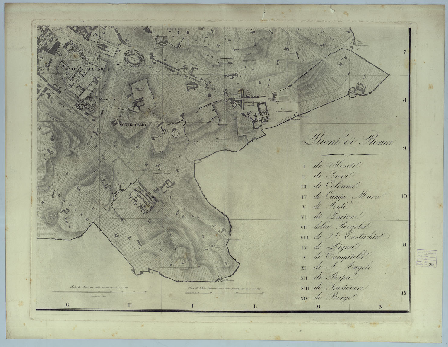 (N:24899) PIANTA TOPOGRAFICA DI ROMA  PUBBLICATA DALLA DIREZIONE GENERALE DEL CENSO ED AGGIORNATA A TUTTO IL CORRENTE ANNO MDCCCLXVI - FOGLIO 3. (CA005875) Carte e stampe antiche: riproduzione a colori su carta (formato A1)